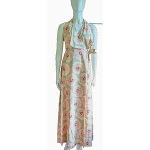 Vintage Young Innocent by Arpeja Wrap Dress 9 Flowing Maxi Floral Cottagecore